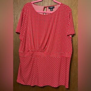 Liz Claiborne Red and White Patterned Blouse